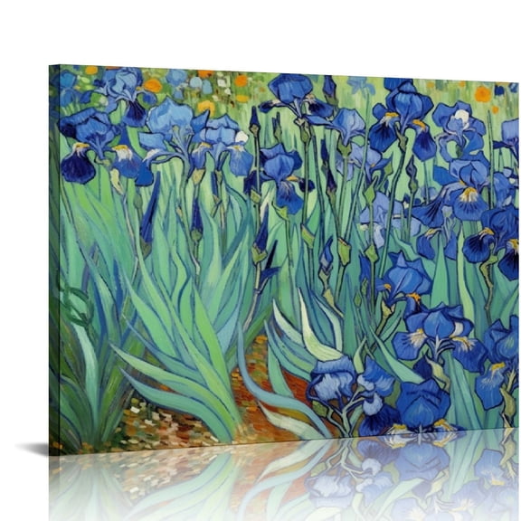 COMIO Framed Wall Art Canvas Prints Irises By Van Gogh Famous Flowers Oil Paintings Reproduction Modern Giclee Canvas Prints Artwork Pictures on Canvas Wall Art for Wall Decor