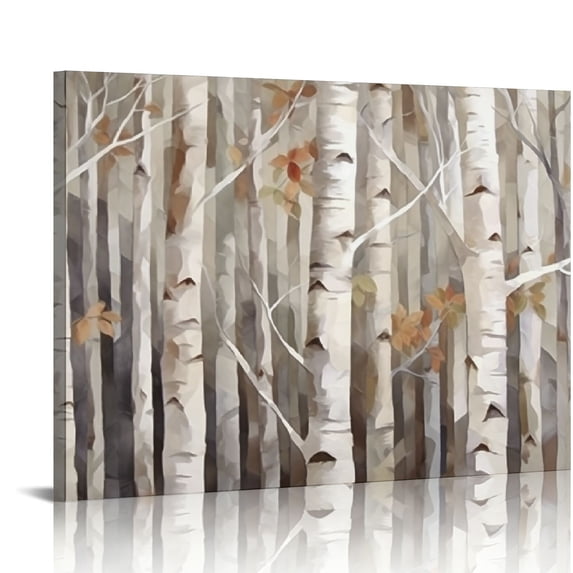 COMIO Framed White Birch Trees Wall Art Canvas for Bedroom, Landscape Forest Wall Painting for Living Room,Kitchen Office Home Decor