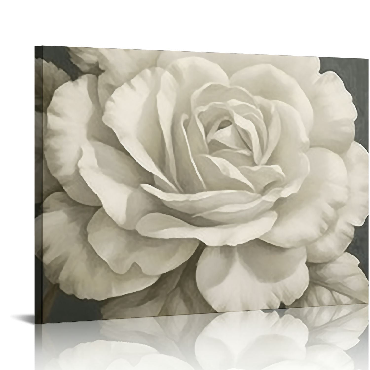 COMIO Framed White Flower Wall Art Blooming Floral Canvas Wall Decor