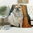 thumbnail image 1 of COMIO  French Bulldog Throw Blanket Fun Pet Pattern on Blue Background Blanket Soft Warm Cozy for Sofa Couch Bed, 1 of 6