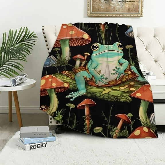 COMIO Frog Blanket Frog Gifts Picnic for Women Kids Summer Soft Throw Fuzzy Blankets for Couch House Travel Full Size for Adult