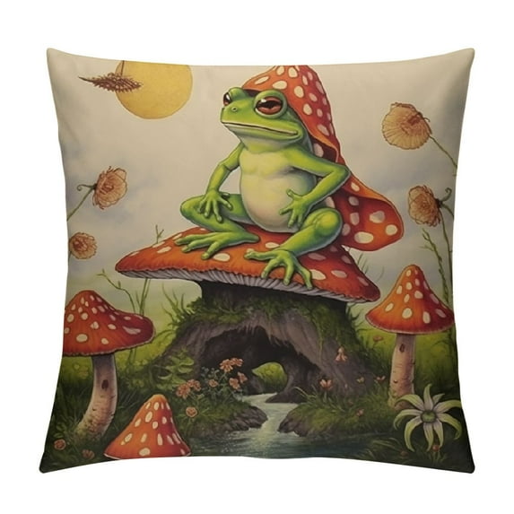 COMIO Frog Pillow Covers,Mushroom Pillow Covers,Mushroom Decor Pillows Cover,Mushroom Gifts,Frog Gifts,Frogs Gifts for Women,Do What Makes You Happy,Mushroom Gifts for Women