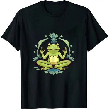 MoonWorks Men's Frog Yoga Ohm Parody Funny T-Shirt – Black Cotton