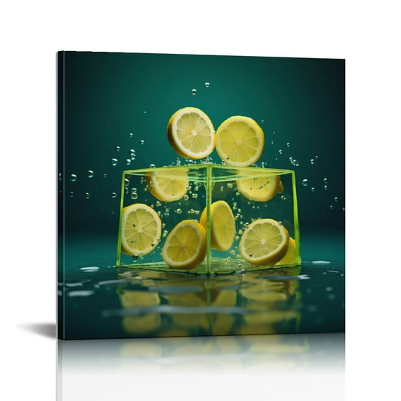 COMIO Fruit Wall Art for Kitchen,Set Vivid Fruits and Ice Picture Home Decor, Cool Summer Canvas Prints in Dining Room (Waterproof Artwork, Bracket Mounted Ready Hanging)