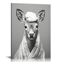 COMIO Fun Bathroom Wall Art Deer Bathroom Picture Black and White Bathroom Wall Art Picture Canvas Print Style Wall Decoration