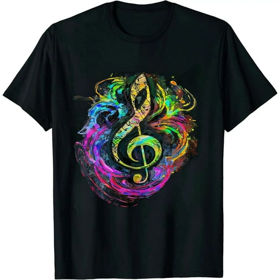 COMIO Funky Colorful Music Treble Clef Musical Note T-Shirt