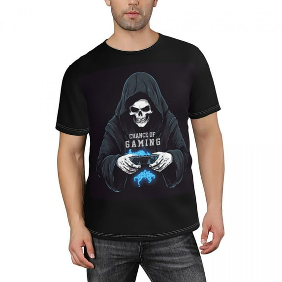 COMIO Funny 100% Chance Of Gaming Graphic tees T-shirts (Multi-color) Black