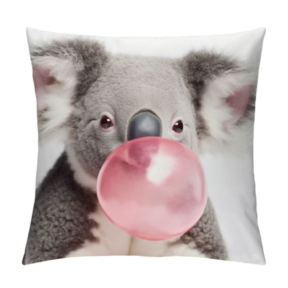 MLJA  Funny Animals Blowing Bubble Gum Decorative Throw Pillow Covers Super Soft Koala Collection Pillow Cases Home Sofa Decor Standard Cushion Covers