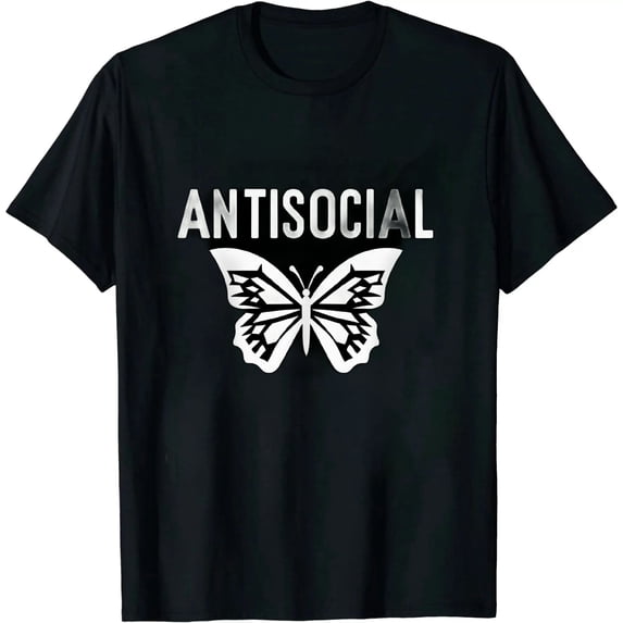 COMIO Funny Antisocial Butterfly, Introvert Distressed Design T-Shirt