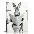 thumbnail image 1 of COMIO  Funny Bathroom Decor Cute Rabbit Reading Newspapers in the Toilet Canvas Print Pictures Animals Posters Wall Art for Room Bathroom Home Decoration, 1 of 4