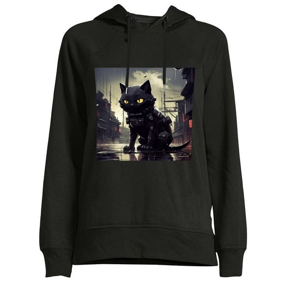 COMIO Funny Black Cat Robot Raining Sweatshirt