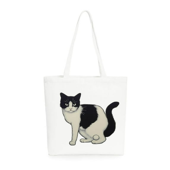 COMIO Funny Cat Grocery Canvas Tote Bag for Women Aesthetic Casual Travel Shoulder Handbag Christmas Halloween Gifts