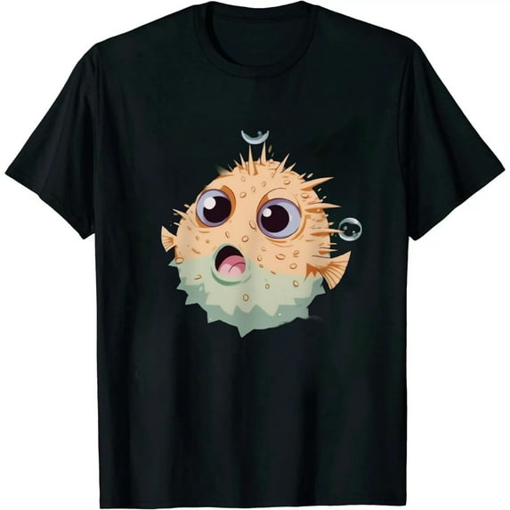 COMIO Funny Cute Blowfish Puffer Fish Doing Bubble T-Shirt