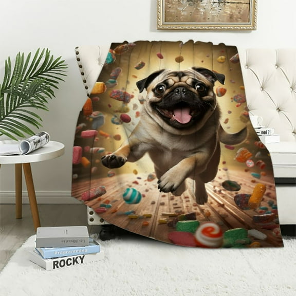 COMIO Funny French Bulldog Throw Blanket Ultra Soft Cozy Plush Cute English Dog Flannel Blankets Lightweight Fuzzy Warm Party Pitbull Blanket Gifts for Bed Couch Sofa Kids Adults