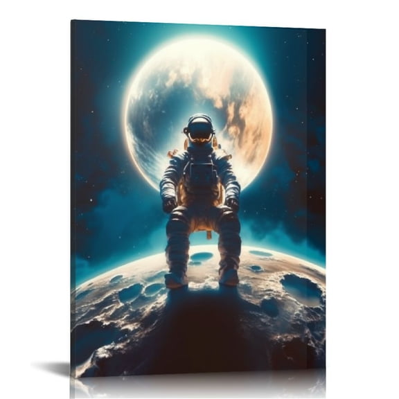 COMIO Funny Space Wall Art Abstract Modern Inspirational Universe Canvas Picture Prints Fashion Astronaut Posters Kids Room Galaxy rocket Decor Painting Bedroom Living Room