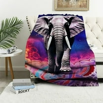 COMIO Galaxy Elephant Blanket,Best Elephant Gifts for Women Ideas,Unique Elephant Gifts for Women Adults, for Women,Soft Sherpa Throw Blanket for Couch