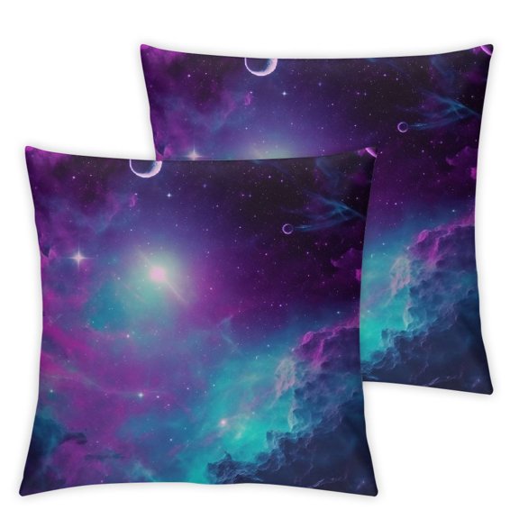 YANMS Galaxy Space Set of 2 Throw Pillow Covers Cosmos Starry Galaxy Outer Space Pillow Cases Standard Cushion Cover Square Pillowcases for Men Women Decorative Home