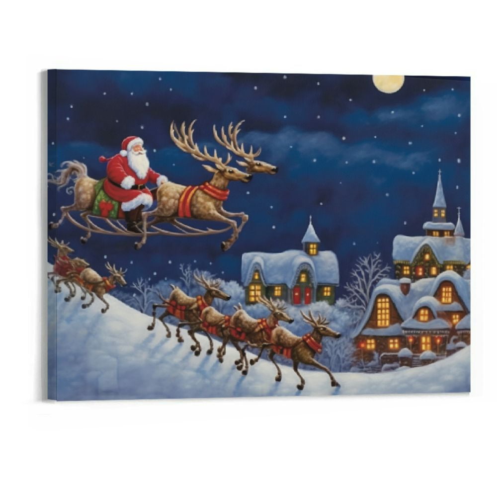 COMIO Gallery Wrapped Canvas Christmas Wall Art Print for Holiday Decor