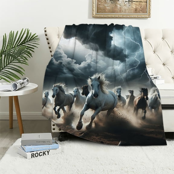 COMIO Galloping Horse Blanket Gifts for Women Men, Western Decoration for Home Bedroom Living Room Chair Office, Super Soft Cozy Lightweight Throw Blankets