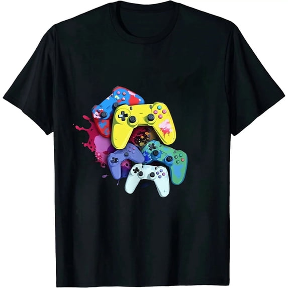 COMIO Gamer Gift Idea Control All The Things Video Game Controller Black and Muticolor Unisex T Shirt