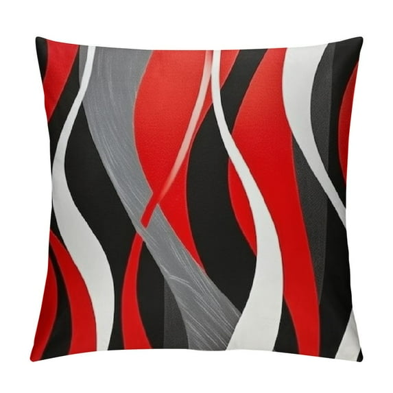COMIO Geometric Striped Throw Pillow Covers, Geometry Red Black Grey Stripes Pillow Covers for Sofa Couch, Colorful Lines Cushion Covers, Modern Abstract Art Decorative Square Pillow Cases