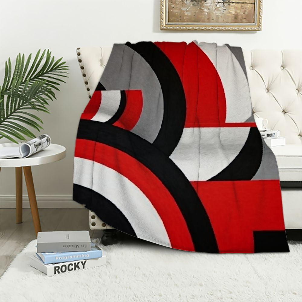Image showcasing YANMS Geometry All Season,Bed Blanket Abstract Art Plush Throw Blanket ...