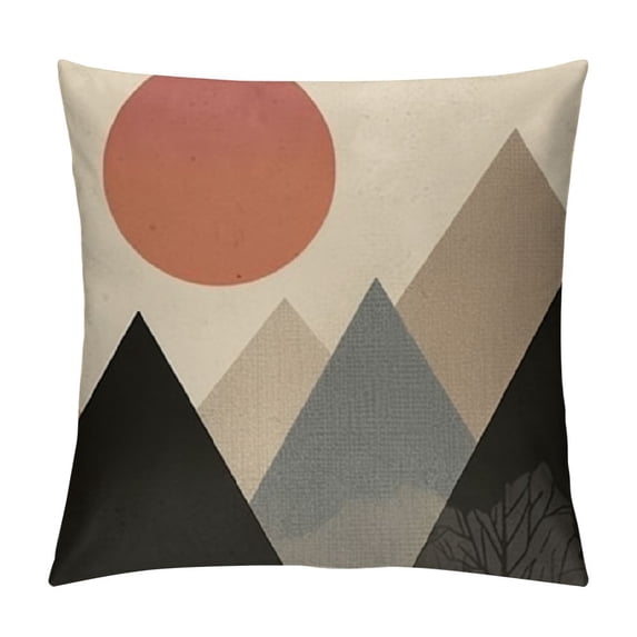 COMIO Geometry Theme Throw Pillow Covers Triangle Circle Sun Mountain Pattern Cushion Case Colorful Geometric Pillowcase