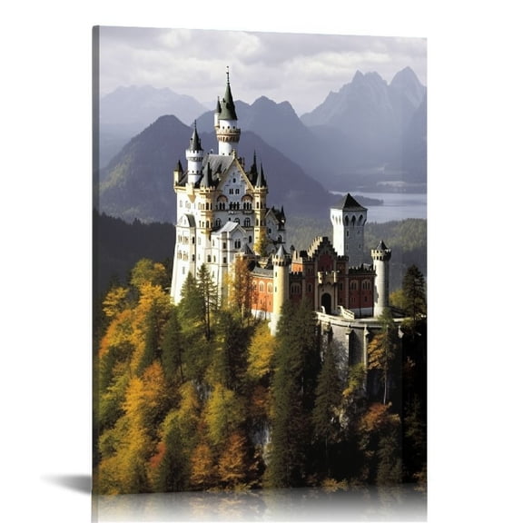 COMIO Germany, Neuschwanstein Castle Canvas Wall Art Print, Artwork