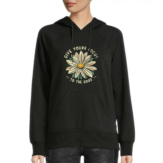 COMIO Girls Hoodie Basic Pullover Sweatshirt Loose Fit Super Soft with Pocket Give Your Focus to the Good Black