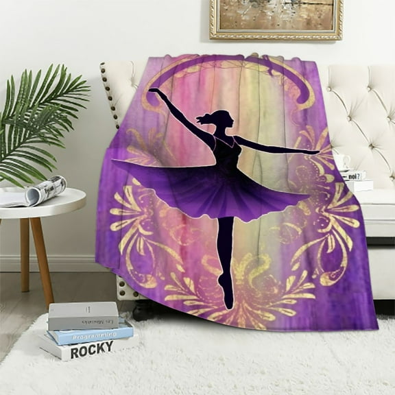 COMIO Girls Love to Dance Ballerina Blanket with Name Super Soft Throw Blankets for Bed Couch Birthday Wedding Gift