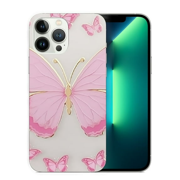 COMIO Glitter Clear Phone Case for iPhone 15 Case for Women Girls, Golden Butterflies, Cute Love Heart Shaped Pattern, Slim Fit Hard Protective Case Cover for iPhone 15 6.1''