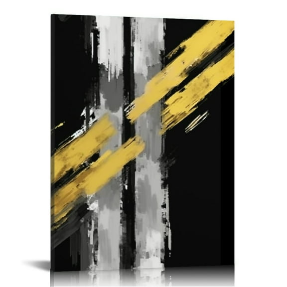 COMIO  - Gold Framed Black and Gold Abstract Wall Art Textured Black and White Canvas Wall Decor with Gold Foil for Living Room Bedroom Office,Modern Home Decor