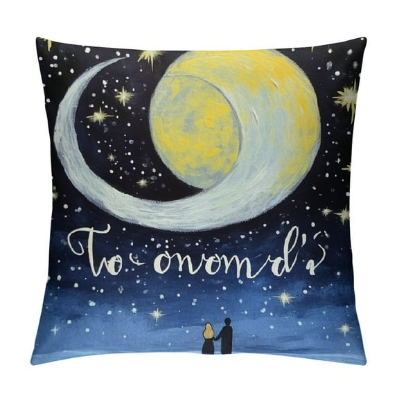 MLJA Stars Pillow Cover Blue and Black Starry Sky Decorative Pillow Cover Double Sides Print Universe Space Throw Pillow Cover for Living Room Couch,Single Pack