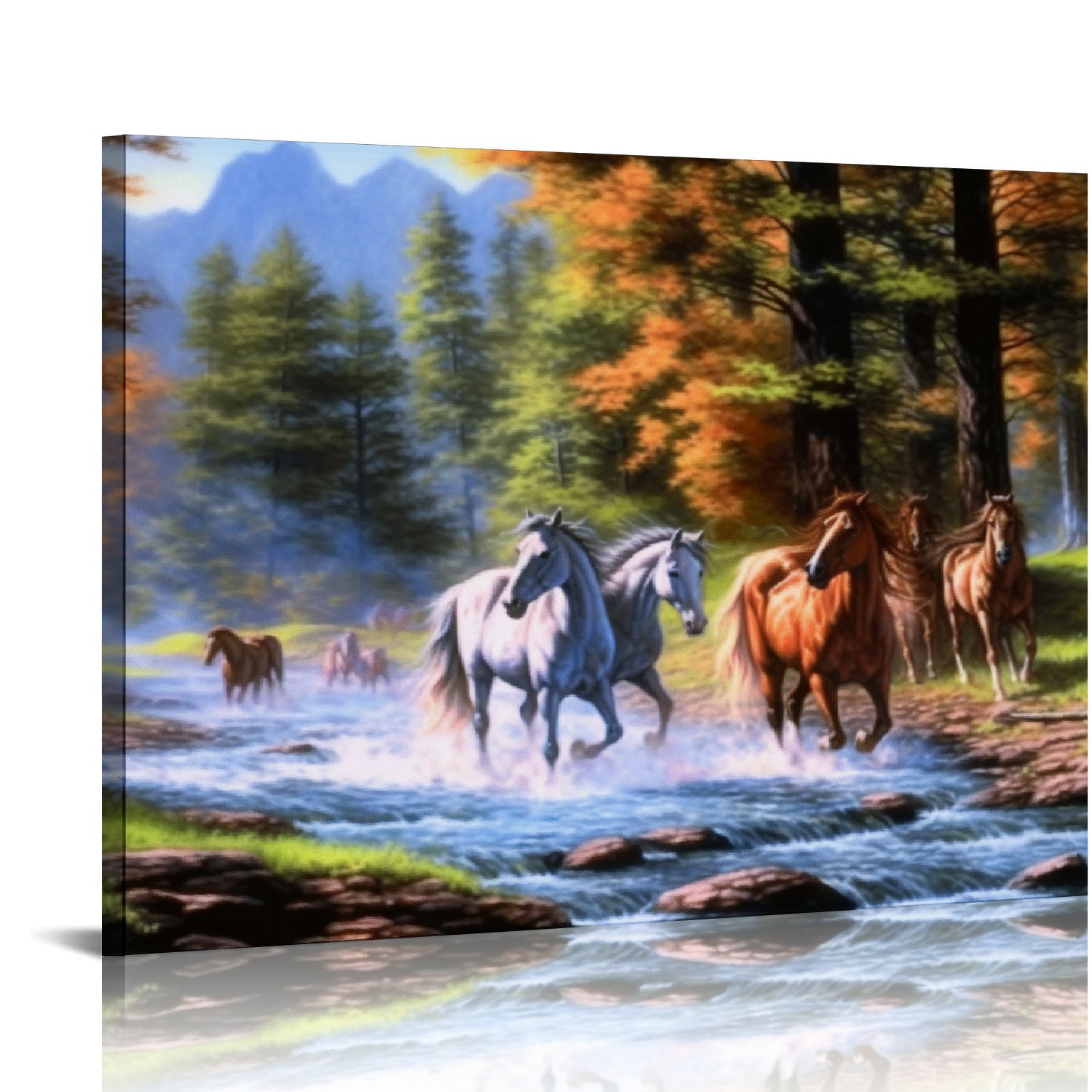 COMIO Golden Home Decor Canvas Print Painting Colorful Animal Horse