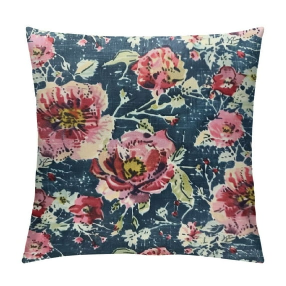 COMIO GoldenTBox Natural Decorative Red Rose Flower Pattern Throw Square Pillow-case Handmade Cushion Covers