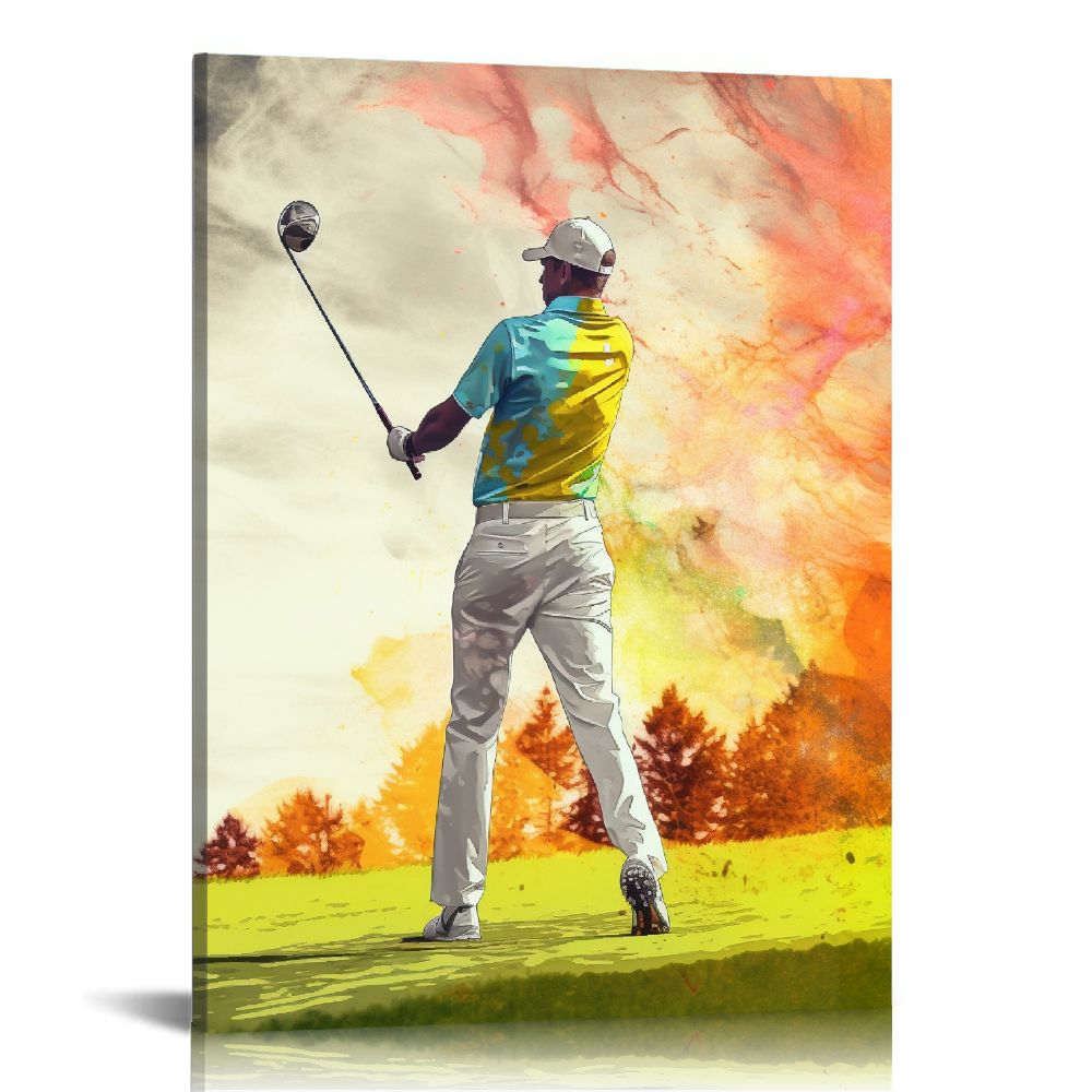 COMIO Golf Watercolor Wall Art Golf Sports Golfers Canvas Painting ...