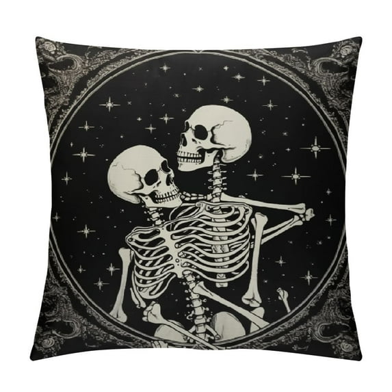 COMIO Gothic Skeleton Pillows Covers Goth Gifts, Skull Pillow Covers, Goth Pillows, Goth Room Decor, Gothic Home Decor, Rose and Hug