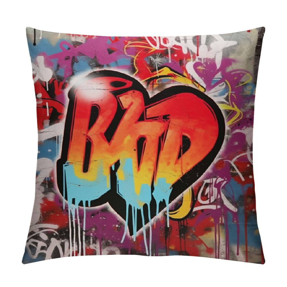 COMIO Graffiti Throw Pillow Cover Hip Hop Artwork Urban Wall Urban