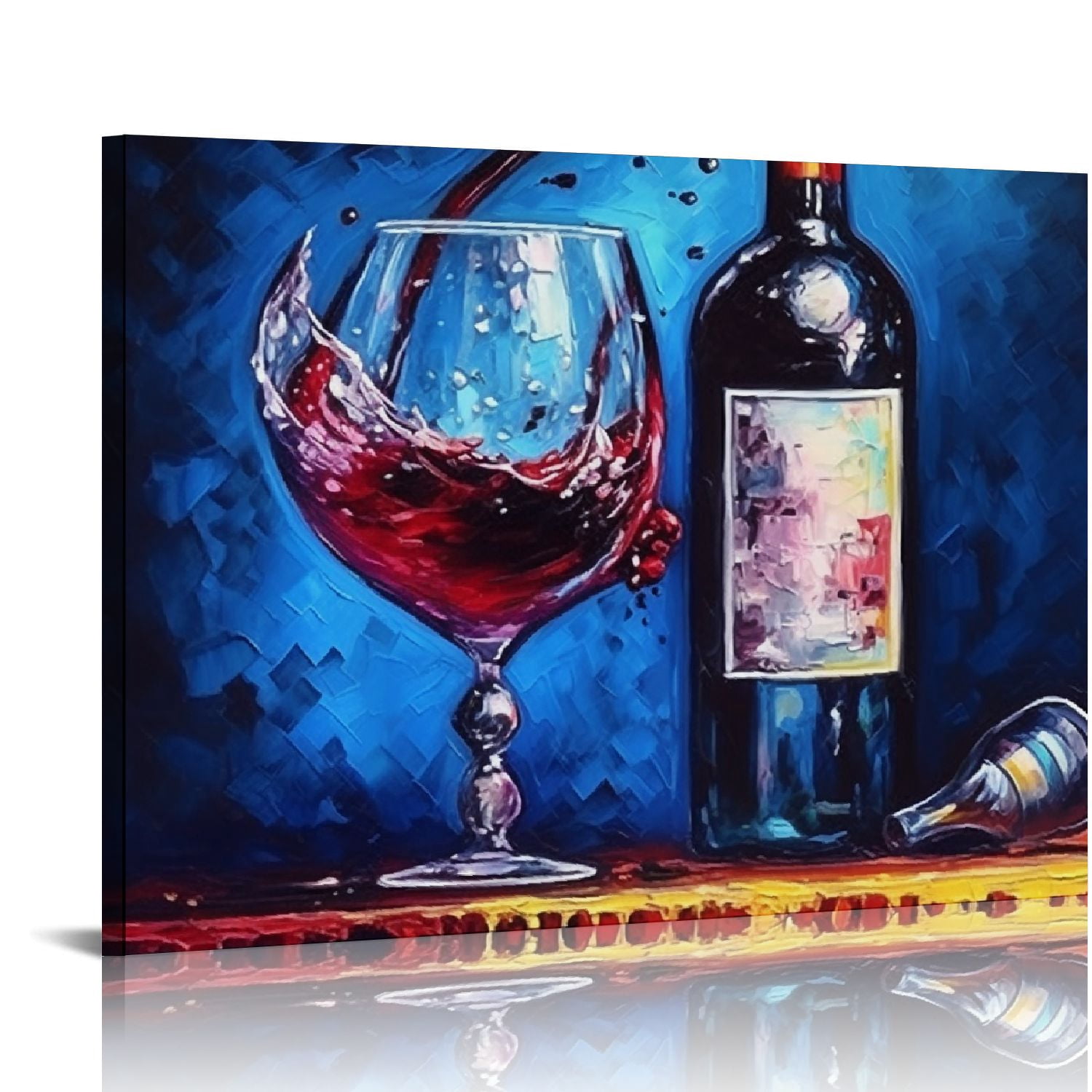 Qzhh graffiti wall art wine glass wall art for kitchen canvas art