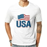 COMIO Graphic Tees Funny USA Patriotic American Flag Men's T-Shirt White