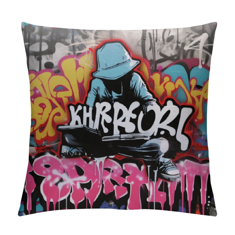 COMIO Graphic Throw Pillow Cushion Cover, Hip Hop Street Culture Harlem