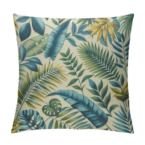 COMIO Green Blue Tropical Leaf Pillow Covers Palm Leaves Pillow Cases Farmhouse Botanical Plant Summer Throw Pillows Cushion Cover for Home Sofa Bedroom Outdoor