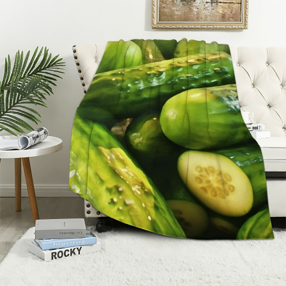 COMIO Green Pickles Cucumbers 3D Funny Realistic Food UltraSoft Throw