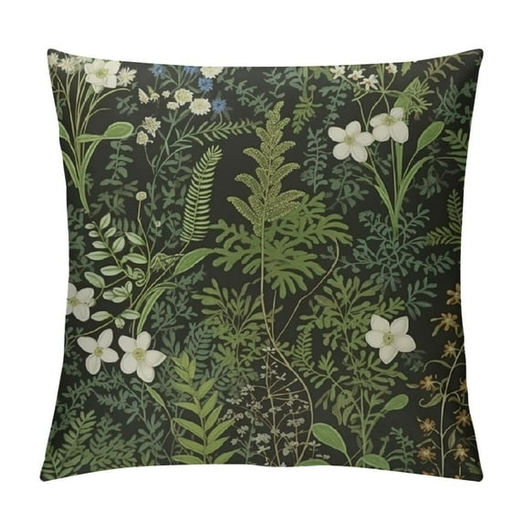 COMIO Green Plant Throw Pillow Covers Black Green Botanical Leaf Pillow Covers Vintage Floral Cushion Cover Farmhouse Waterproof Decor for Living Room Bedroom Sofa Patio Outdoor