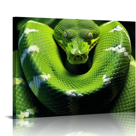 COMIO Green Snake Art Poster Canvas Print Painting Picture Wall Art Bedroom Living Room Decor