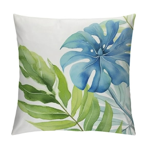 QZHH Green Tropical Leaf Pillow Covers Monstera Palm Leaves Couch Pillow Cases Botanical Plant Summer Throw Pillows Home Decor for Living Room Bedroom Bed Cushion Outdoor