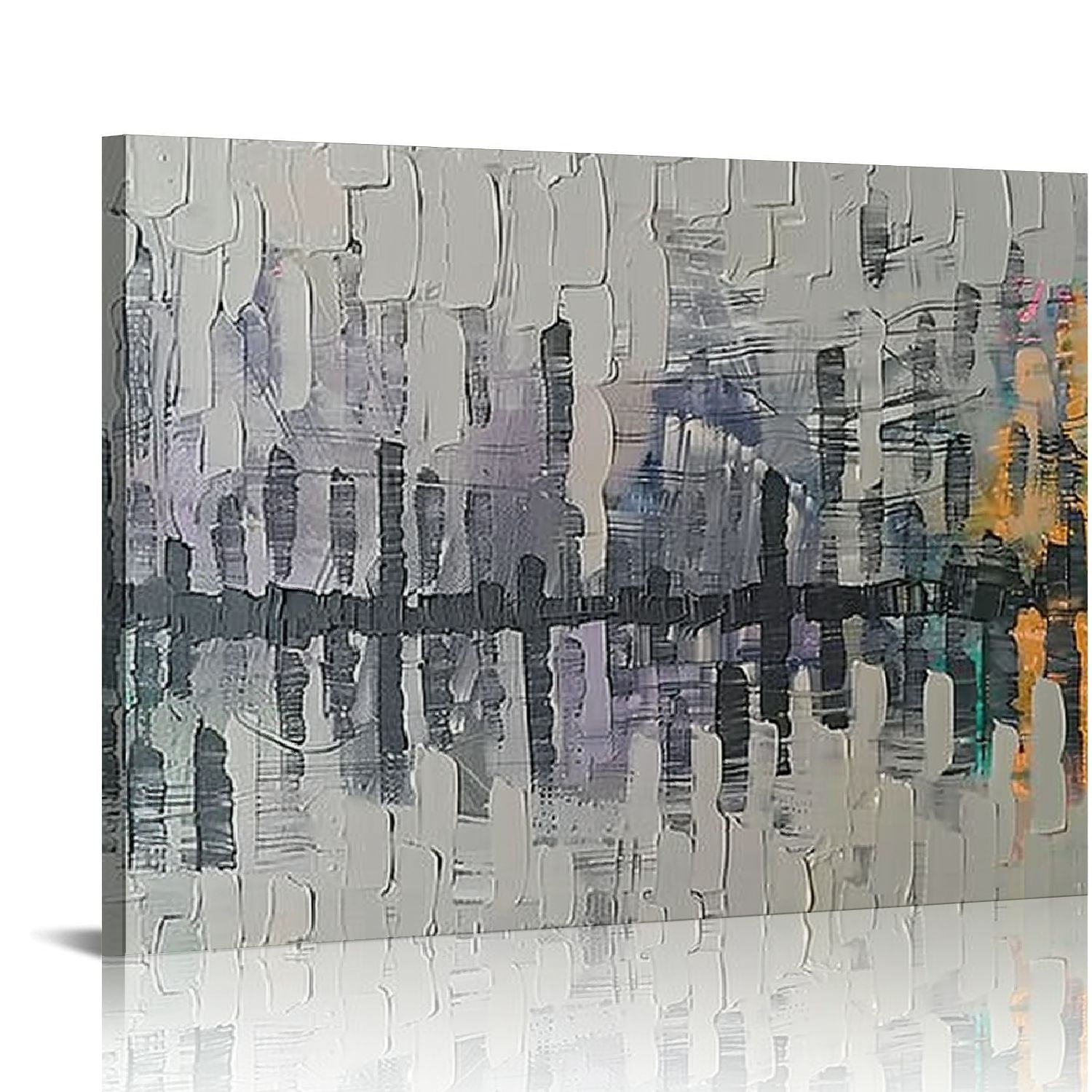 COMIO Grey White Abstract Canvas Wall Art for Living Room, Textured ...