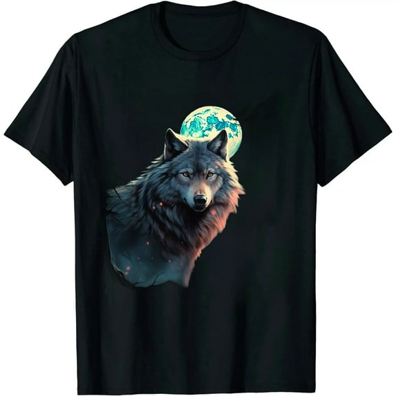 COMIO Grey Wolf Hunting Grounds, Icy Moon, Forest, Galaxy T-Shirt