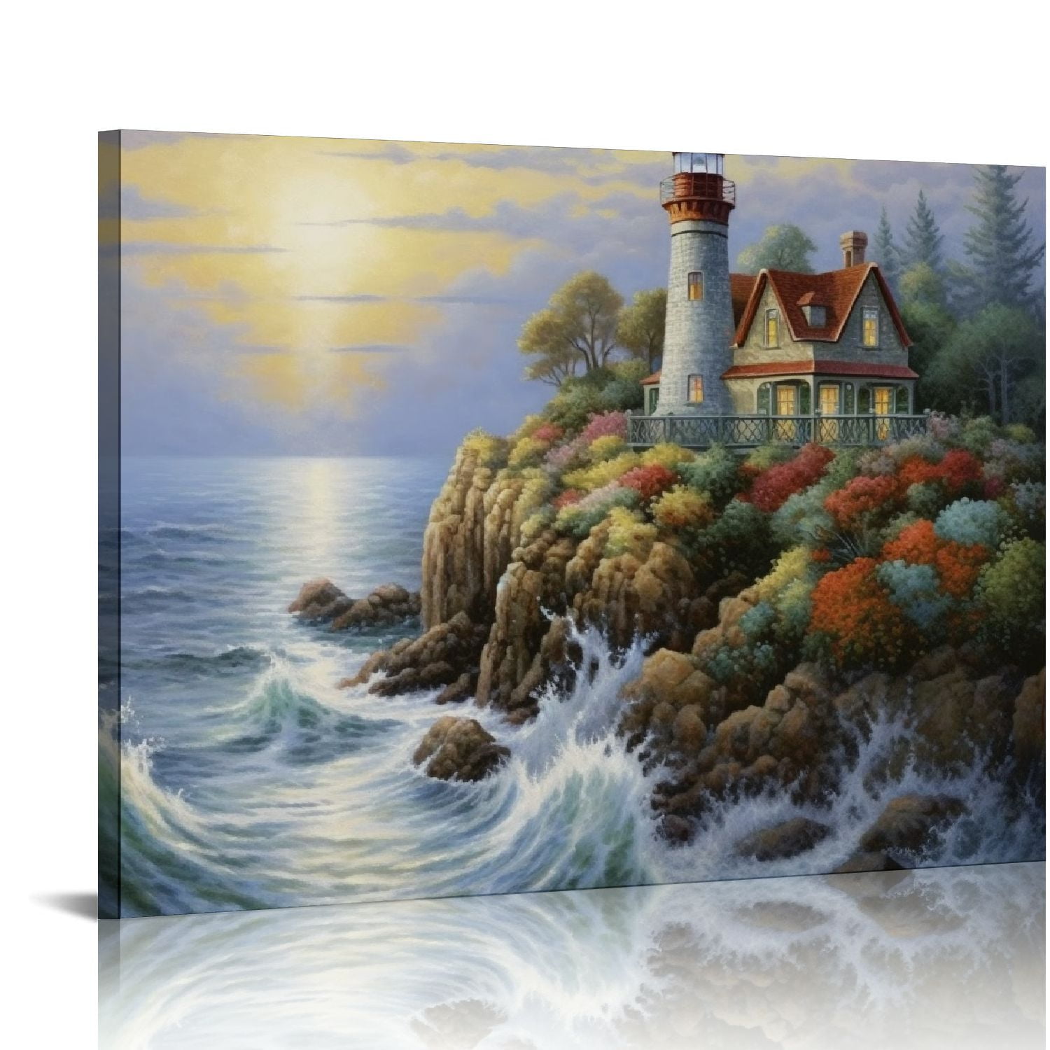 COMIO Guardian Of The Sea Canvas Wall Art Print, Lighthouse Artwork ...