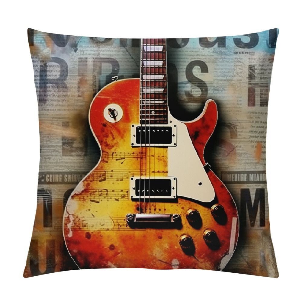 COMIO Guitar Musical Instruments Square Pillow Case Classical Style for